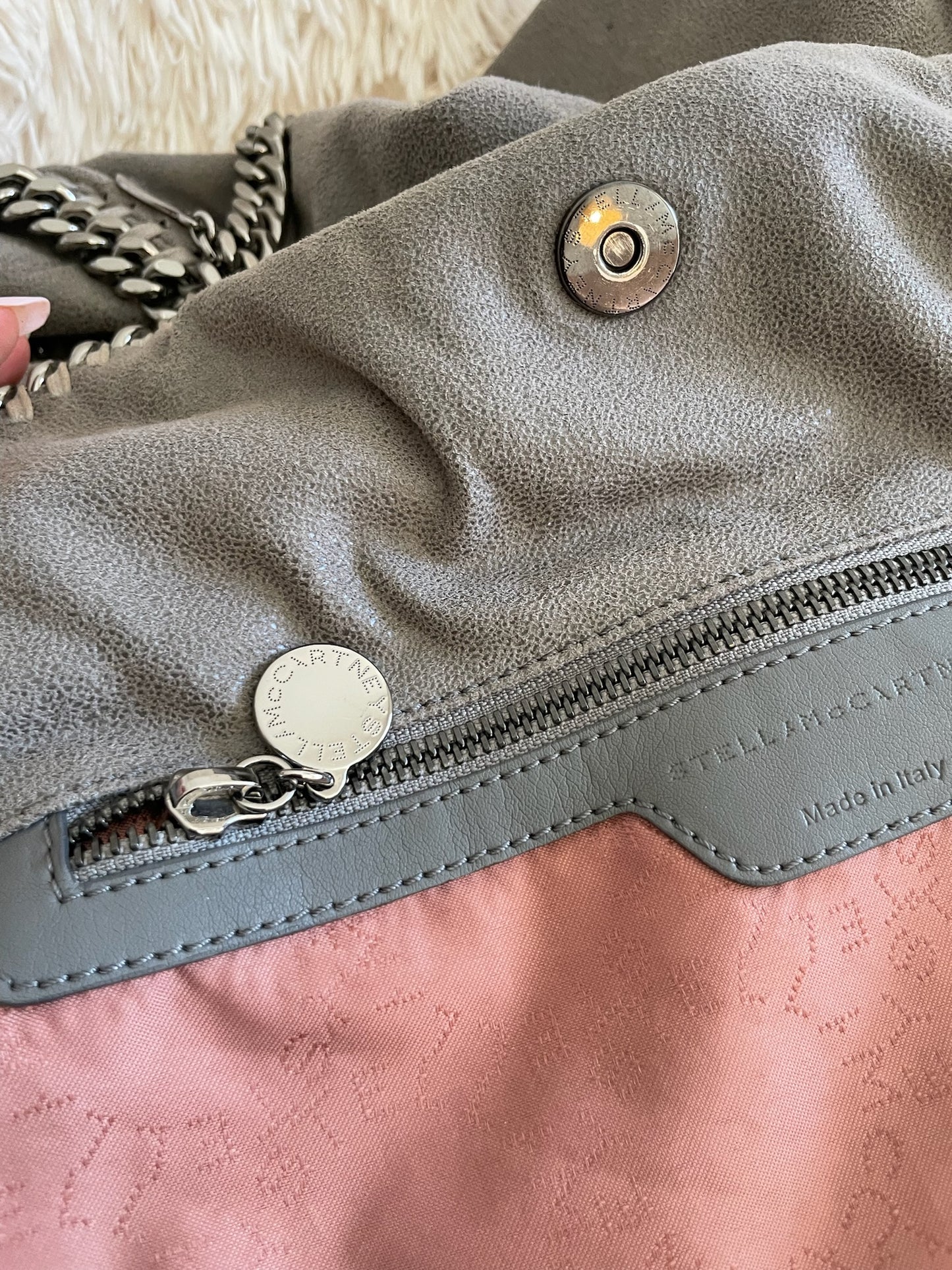 Stella McCartney Falabella Tote Bag – Shaggy Deer Faux Leather, Grey