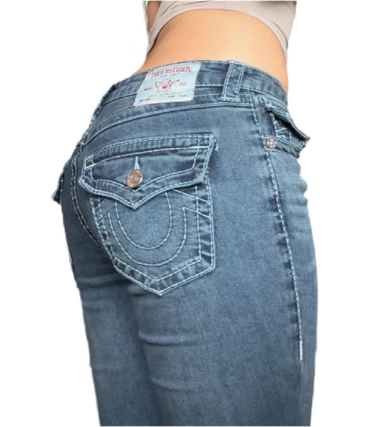 True Religion Ultra Low Rise Flare Jeans - Mørk Vask