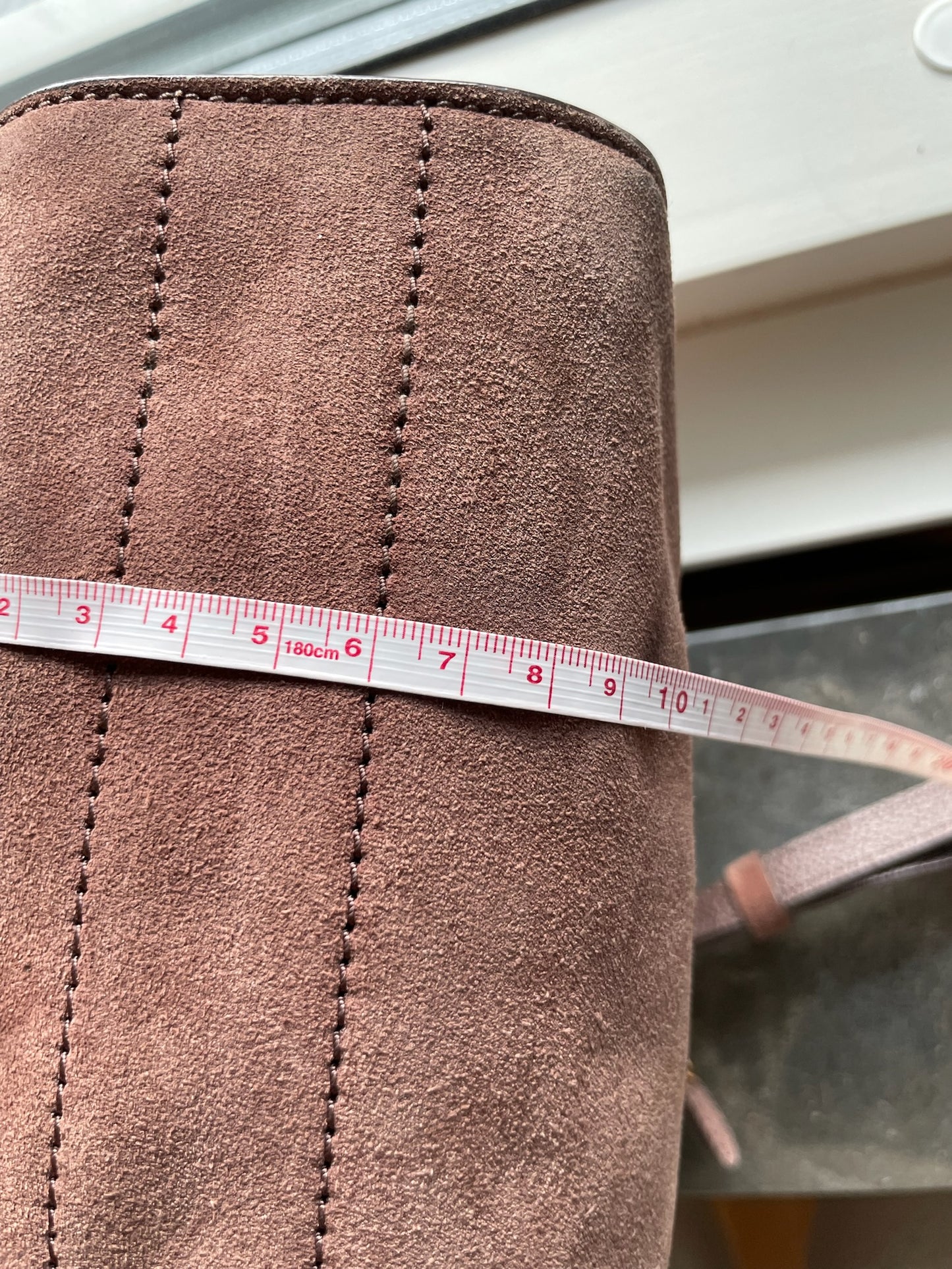 Coccinelle Vintage Top Handle Bag – Suede Leather, Dusty Rose