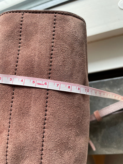 Coccinelle Vintage Top Handle Bag – Suede Leather, Dusty Rose
