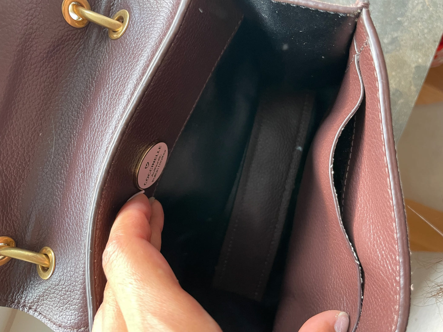 Coccinelle Vintage Top Handle Bag – Suede Leather, Dusty Rose
