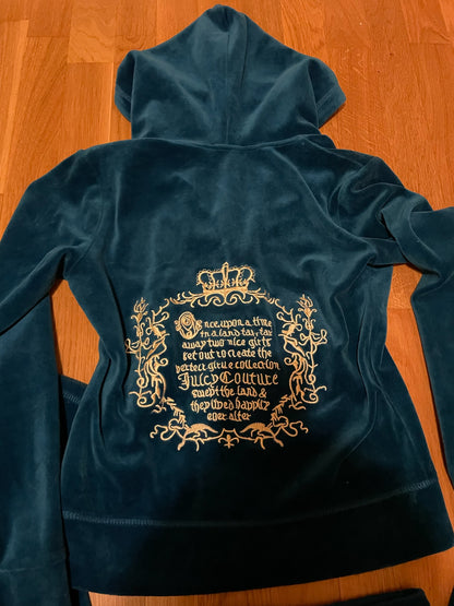 Juicy Couture Velour Tracksuit Set – Teal Blue, Hoodie & Pants