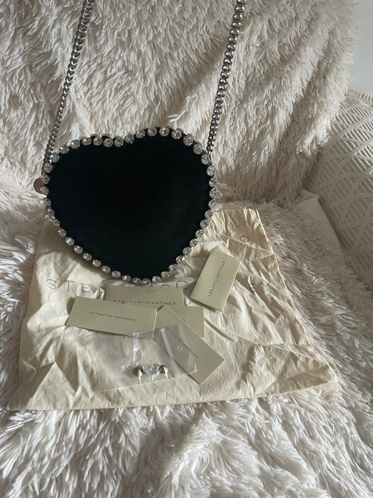 Stella McCartney Heart Crystal Chain Bag – Black