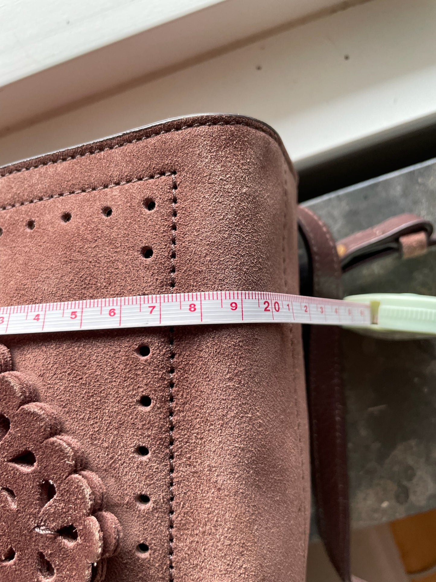 Coccinelle Vintage Top Handle Bag – Suede Leather, Dusty Rose