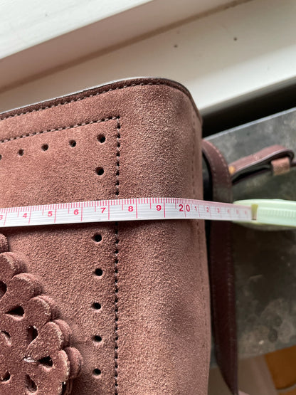 Coccinelle Vintage Top Handle Bag – Suede Leather, Dusty Rose