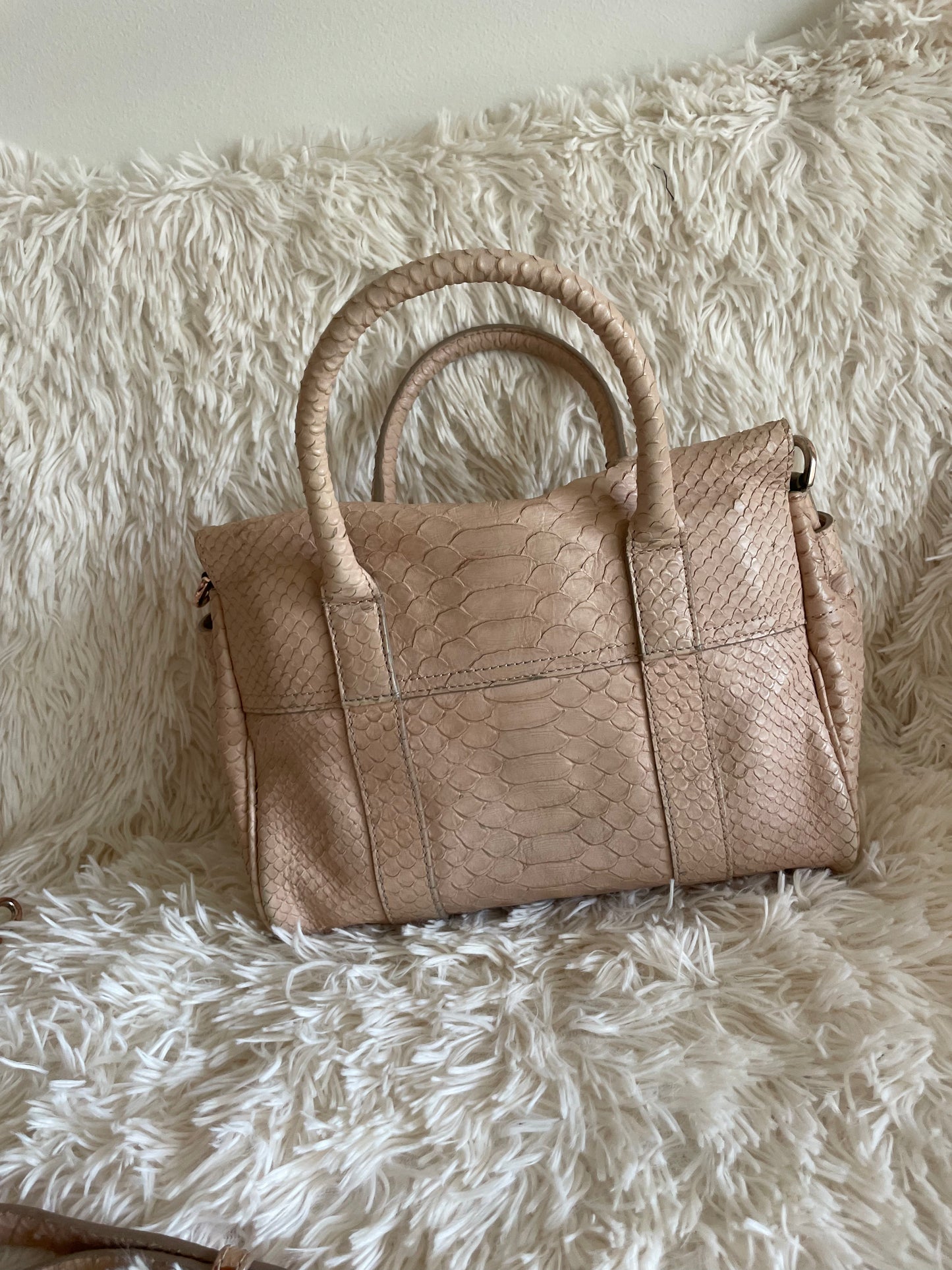 Mulberry Bayswater Limited Edition Tote Bag – Python Leather, Blush Pink