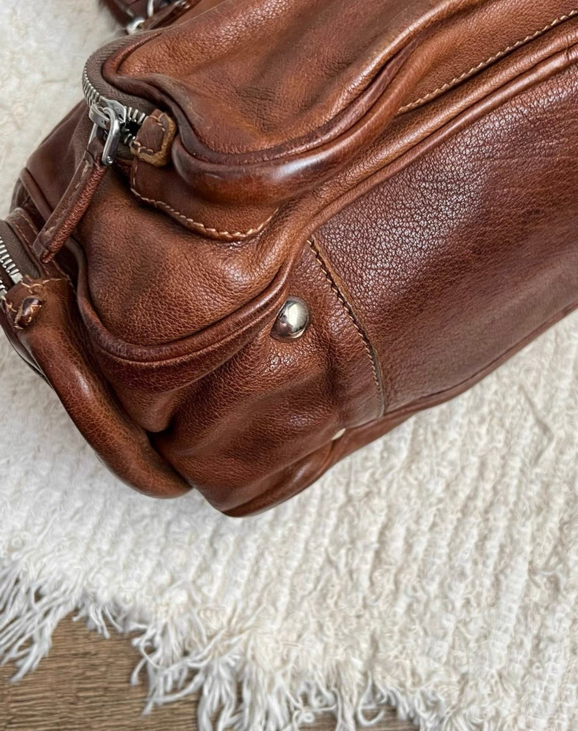 Prada Leather Satchel Bag – Brown