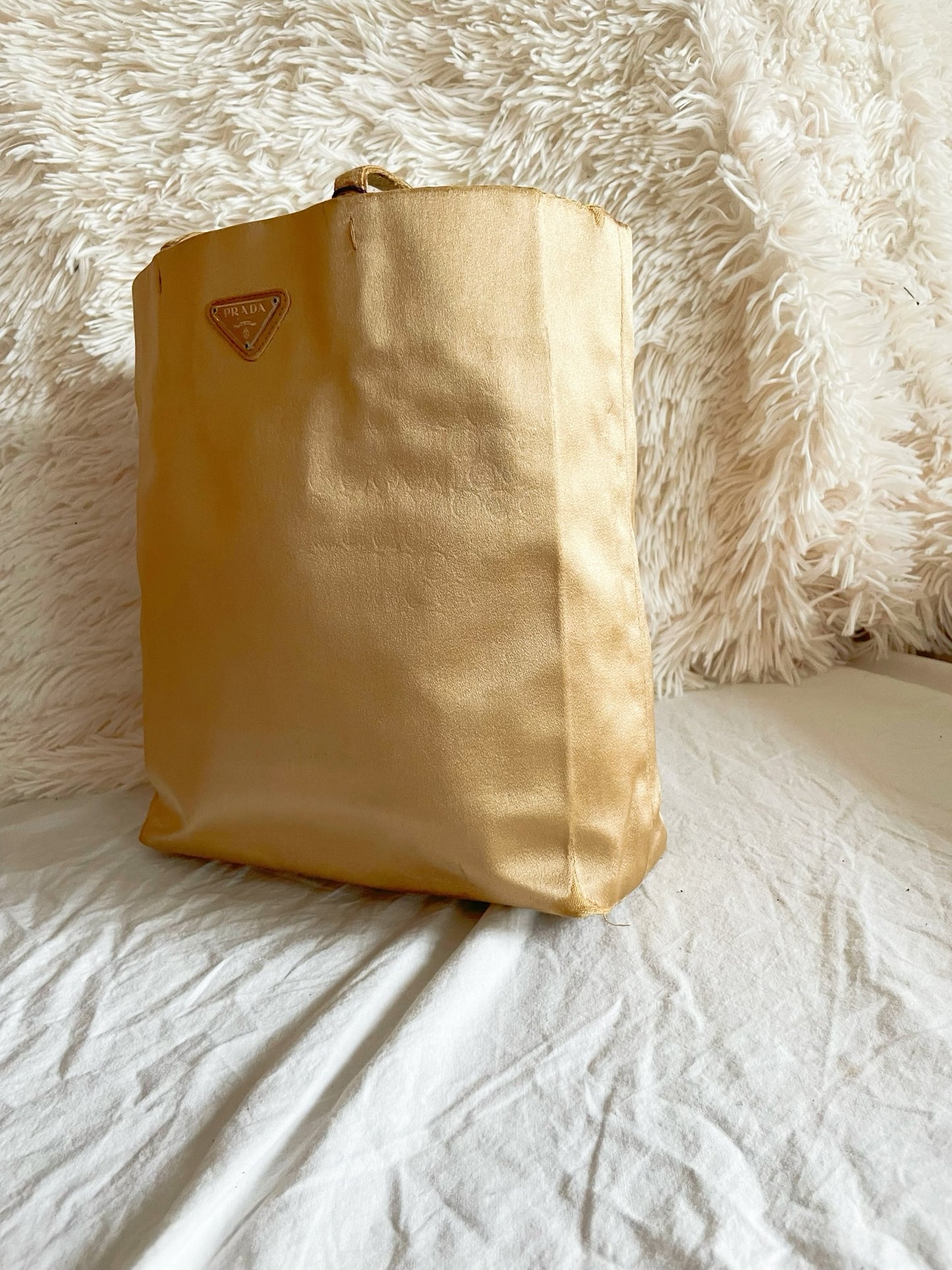 Prada Vintage Satin Tote Bag – Gold