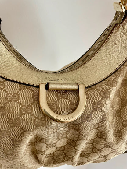 Gucci GG Canvas Hobo Bag – Gold Trim