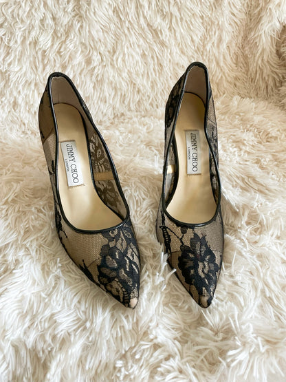 Jimmy Choo Anouk Pumps – Black Lace Overlay