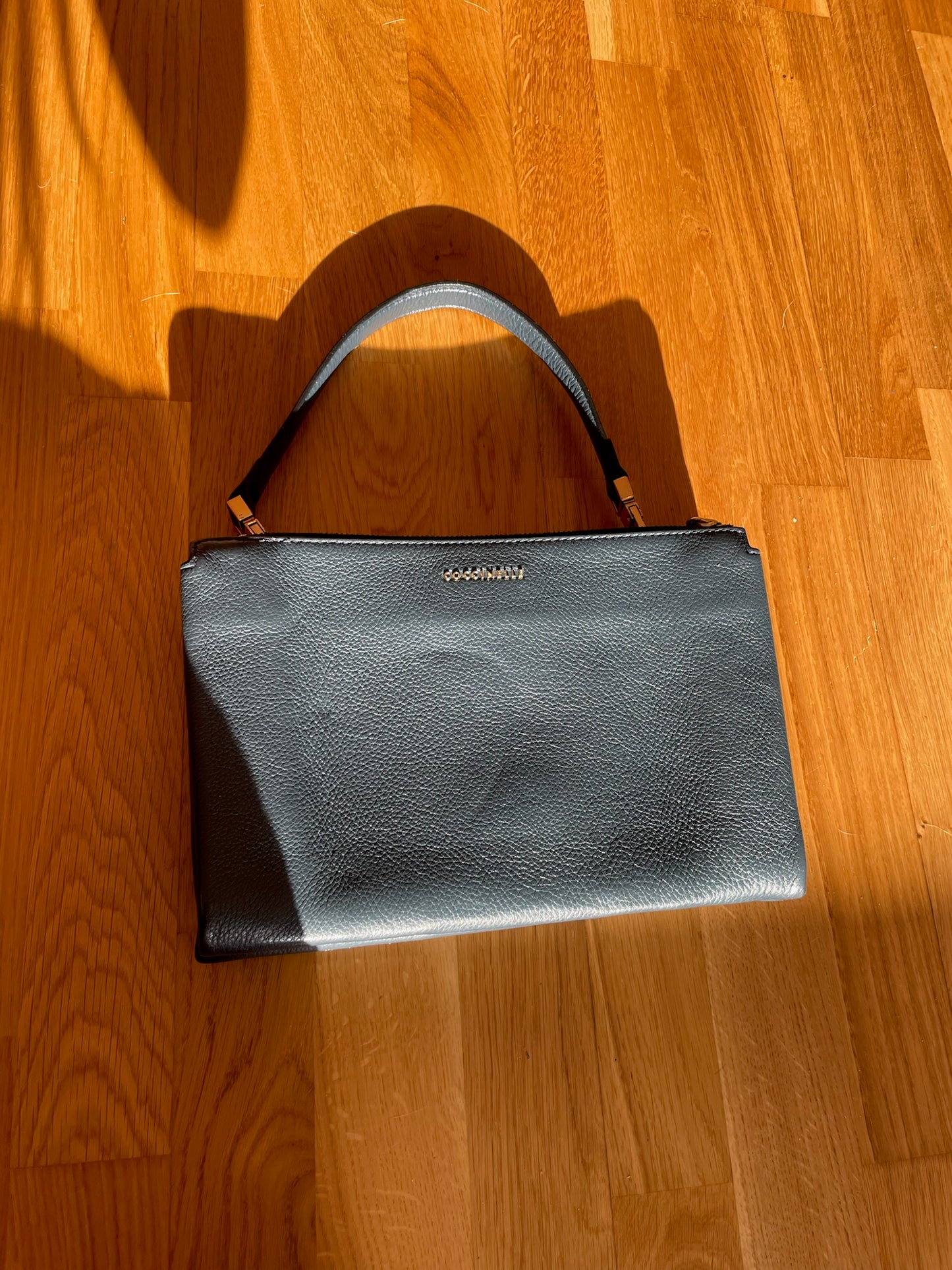 Coccinelle Structured Top Handle Bag – Blue Leather