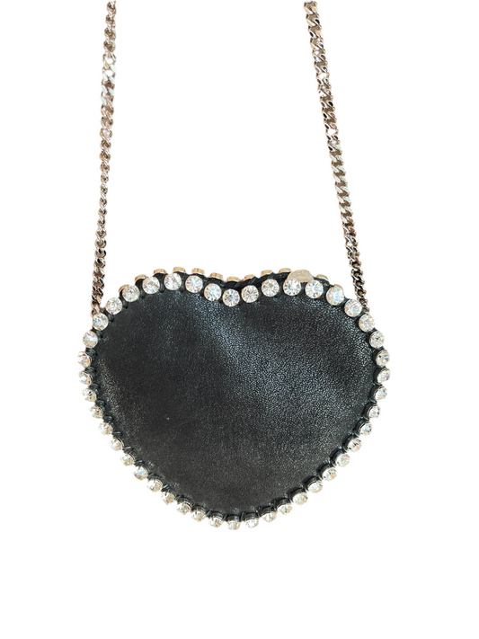 Stella McCartney Heart Crystal Chain Bag – Black