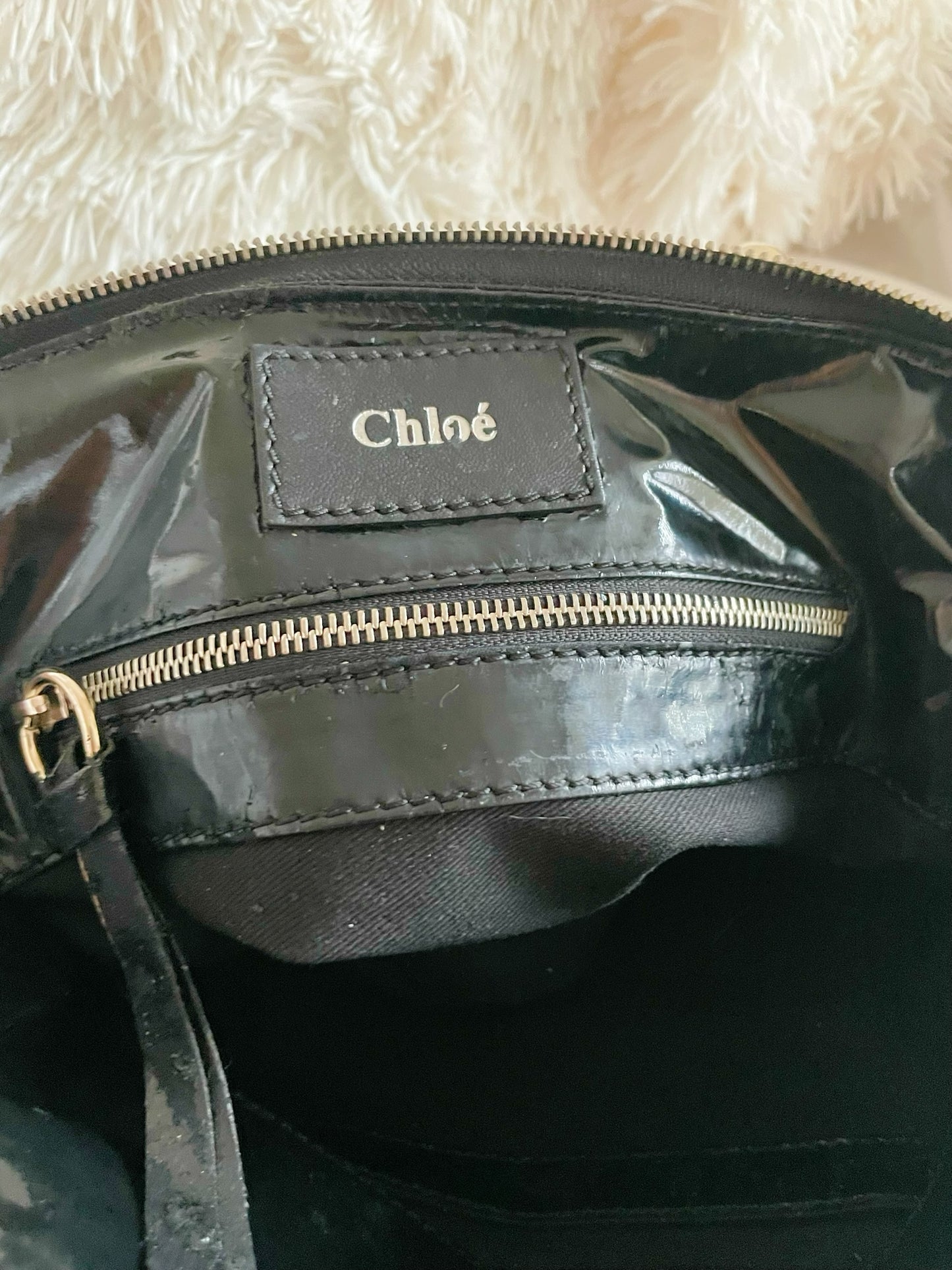 Chloé Patent Leather Satchel Bag – Black