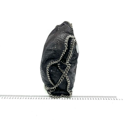 Stella McCartney Falabella Tote – Black Snake-Embossed Vegan Leather