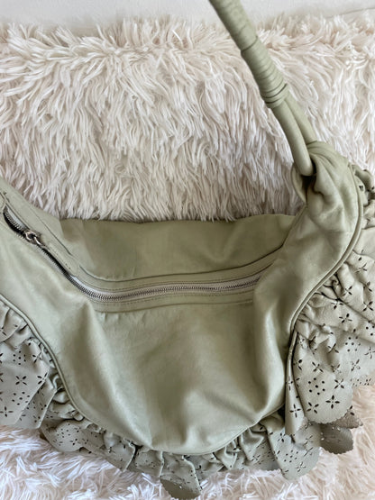 Gucci Large Hobo Bag – Scalloped Laser-Cut Leather, Light Olive Green
