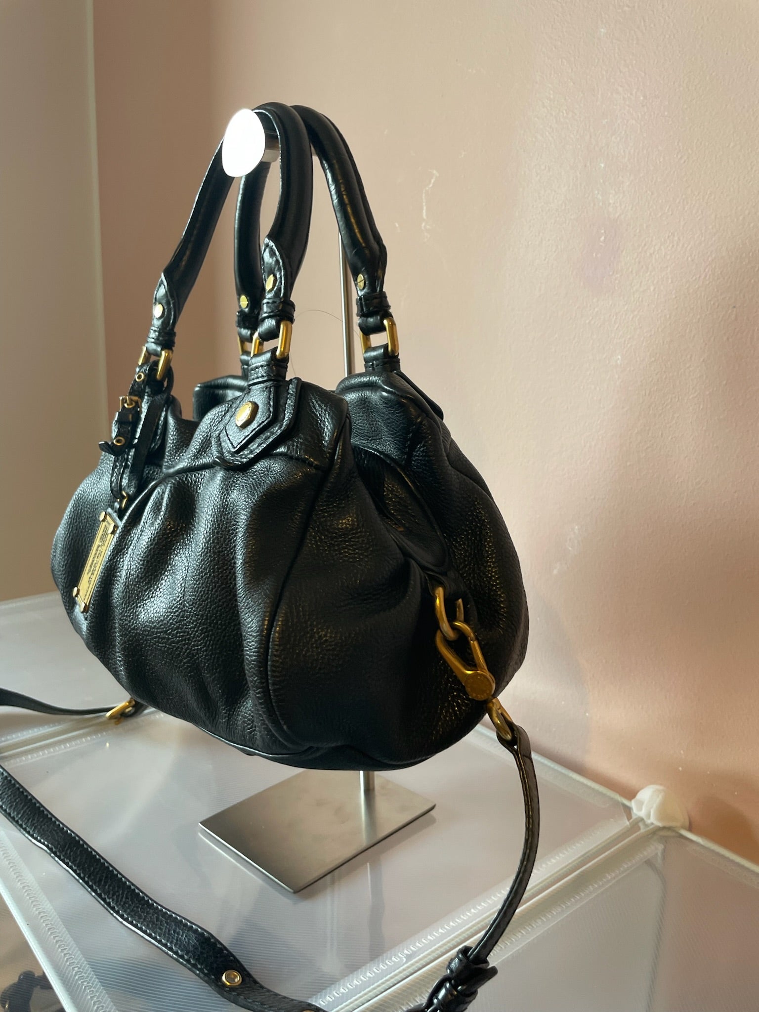 MARC BY MARC JACOBS Classic Q Baby Aidan Satchel – Black Leather