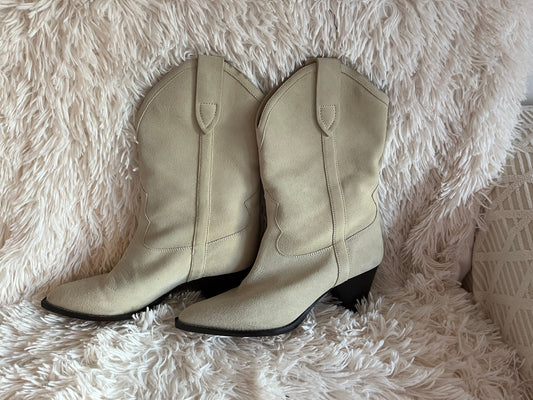 Isabel Marant Denvee Suede Boots – Beige, Size 37