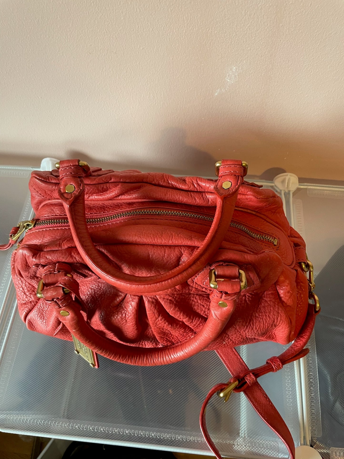 MARC BY MARC JACOBS Classic Q Baby Aidan Satchel – Red Leather
