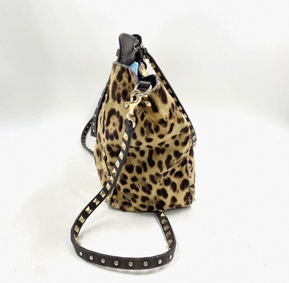 Valentino Leopard Pony Hair Rockstud Tote Bag – Brown/Gold