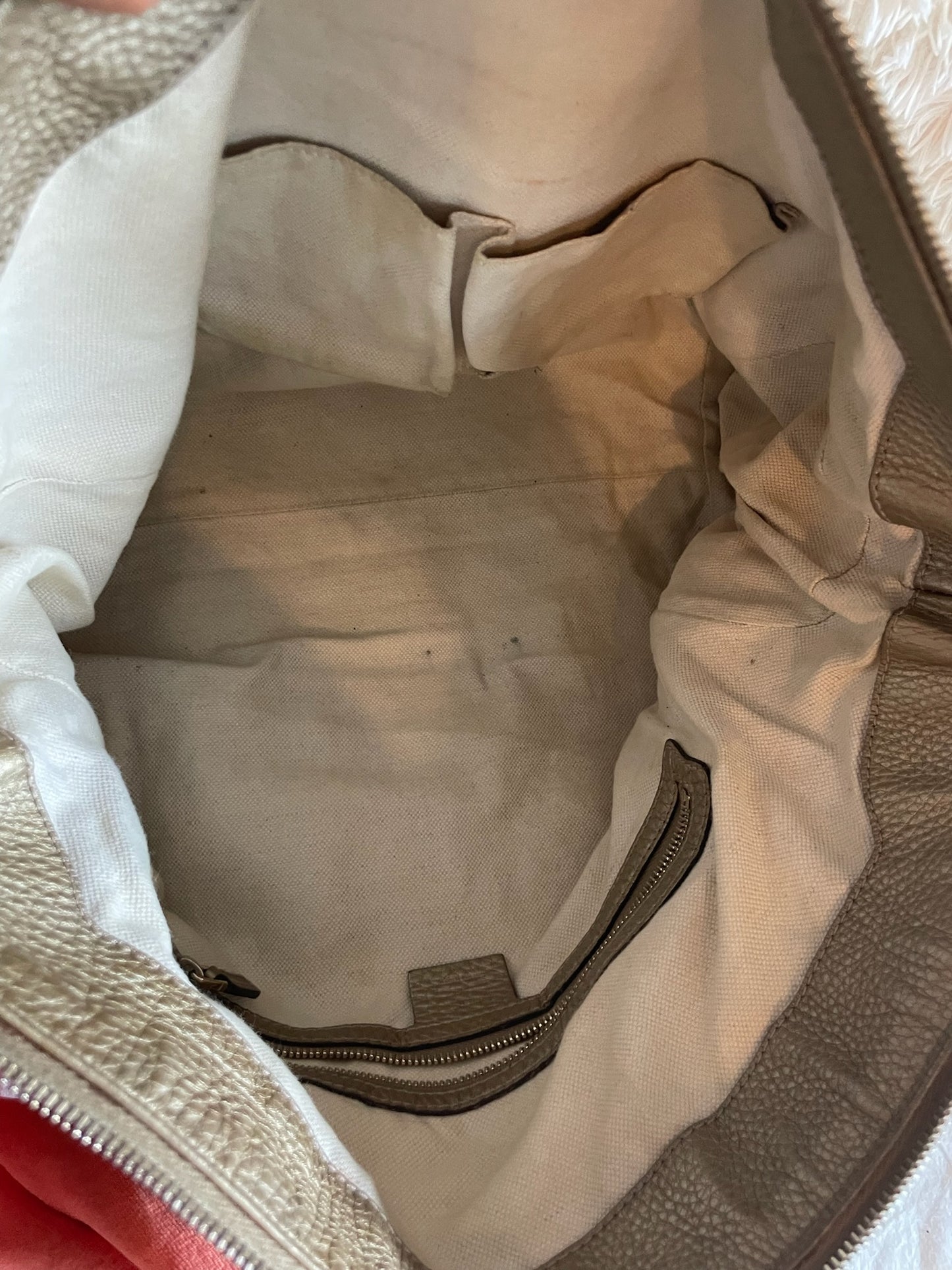 Gucci Large Hobo Bag – GG Canvas with Metallic Leather Trim, Beige/Ebony