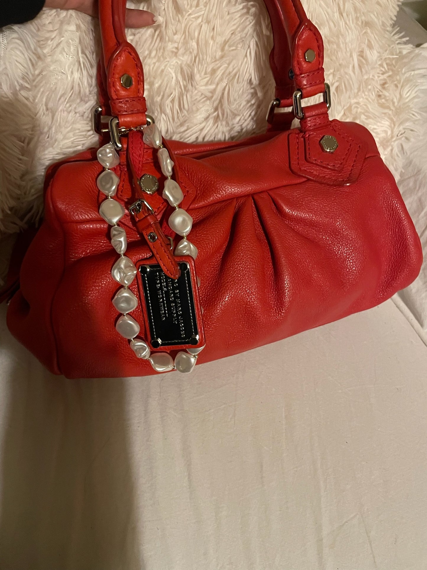 Marc by Marc Jacobs Classic Q Baby Aidan Satchel – Red Pebbled Leather