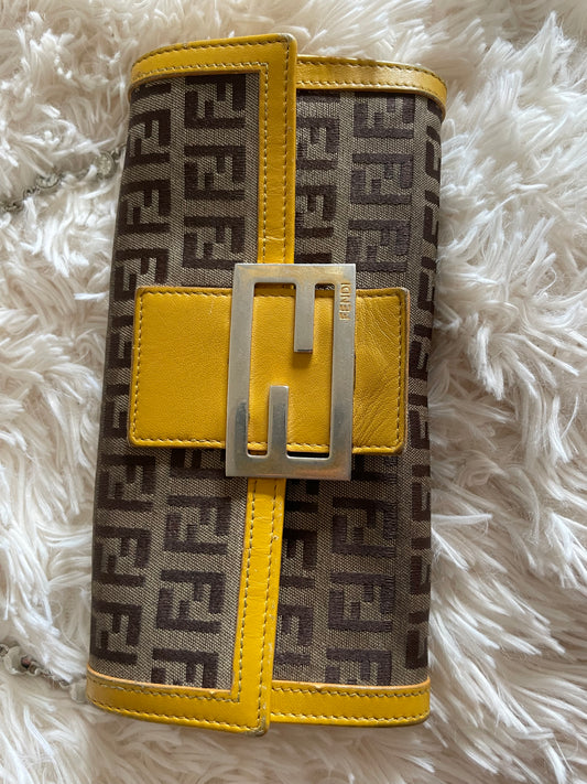 Fendi Zucca Canvas Baguette Bag – Brown/Yellow