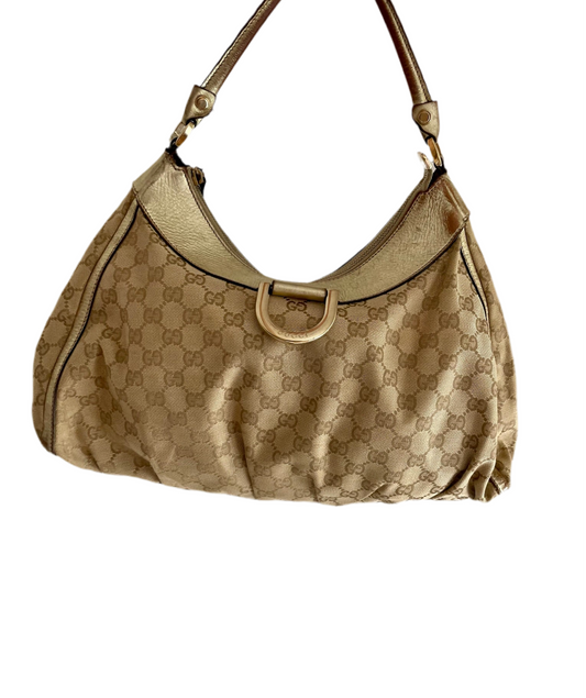 Gucci GG Canvas Hobo Bag – Gold Trim