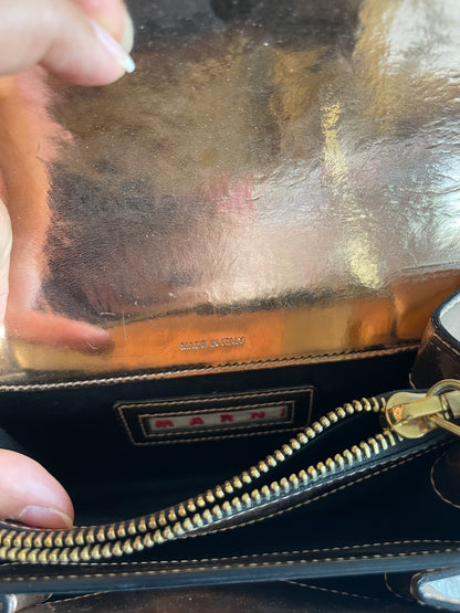 Marni Small Trunk Bag – Patent Leather, Beige