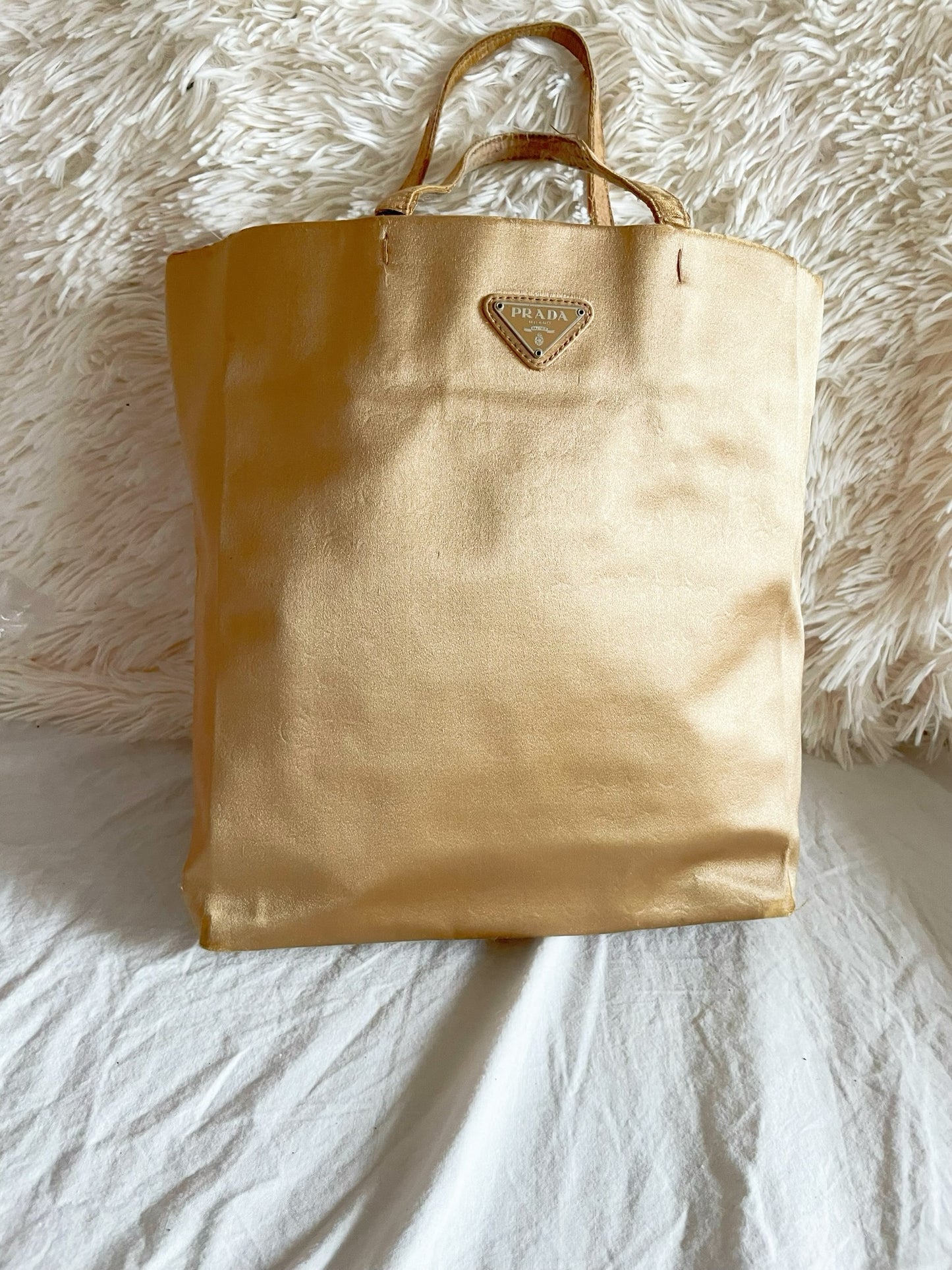 Prada Vintage Satin Tote Bag – Gold
