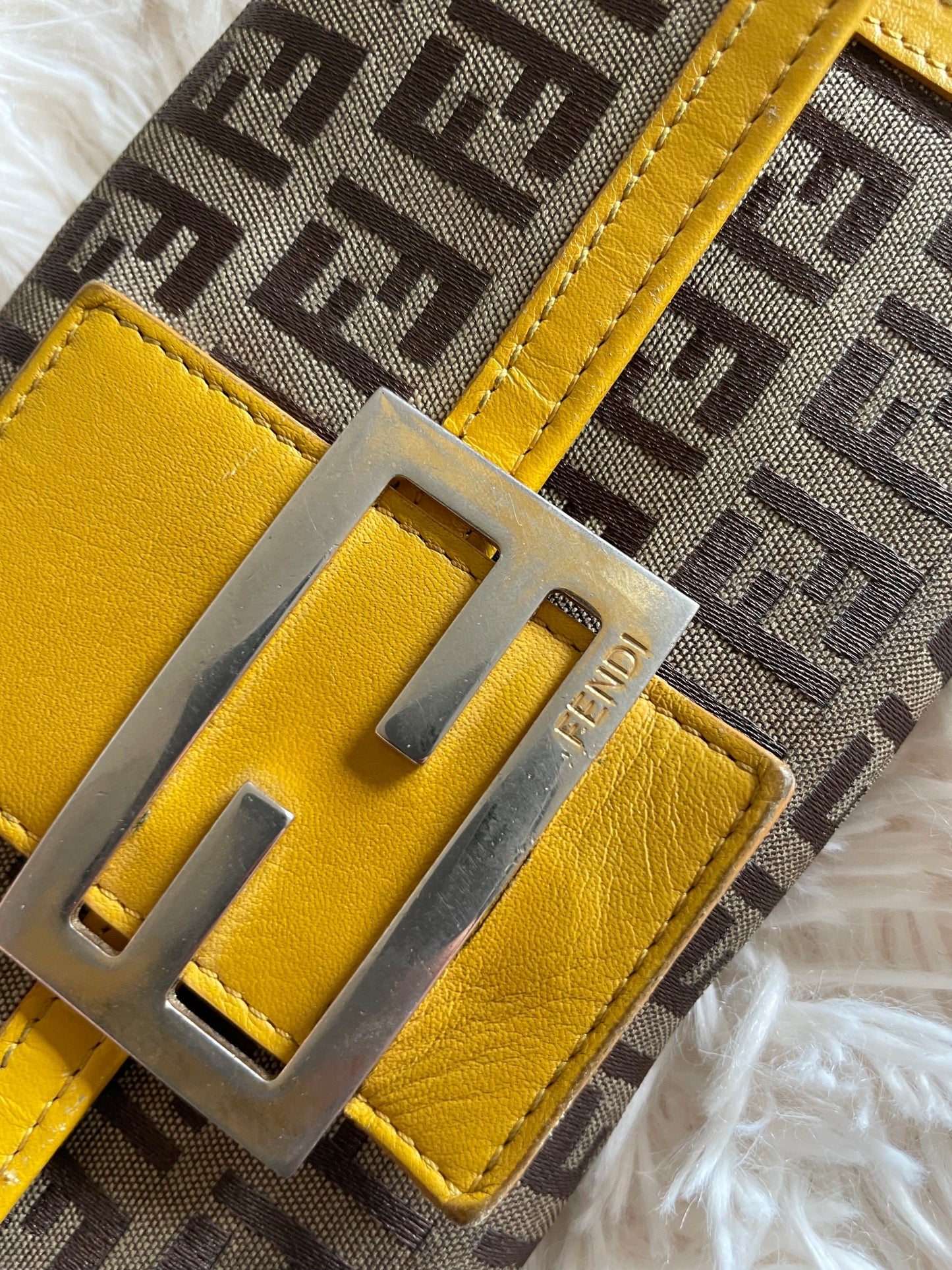 Fendi Zucca Canvas Baguette Bag – Brown/Yellow