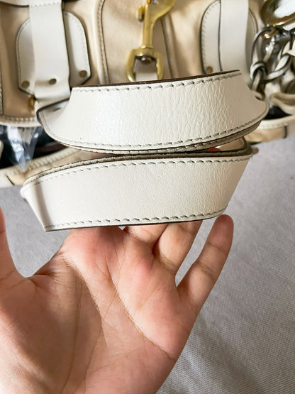 Chloé Silverado Tote Bag – White Leather, Horse Charm