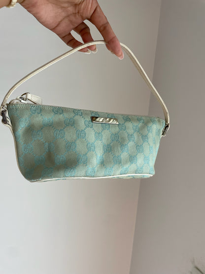 Gucci Jackie Mini Baguette Bag – GG Canvas, Aqua Blue