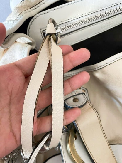 Chloé Silverado Tote Bag – White Leather, Horse Charm