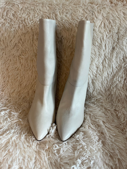 Isabel Marant Dewina Mid-Calf Boots – White Leather, Size 39