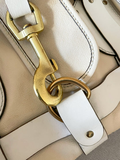 Chloé Silverado Tote Bag – White Leather, Horse Charm
