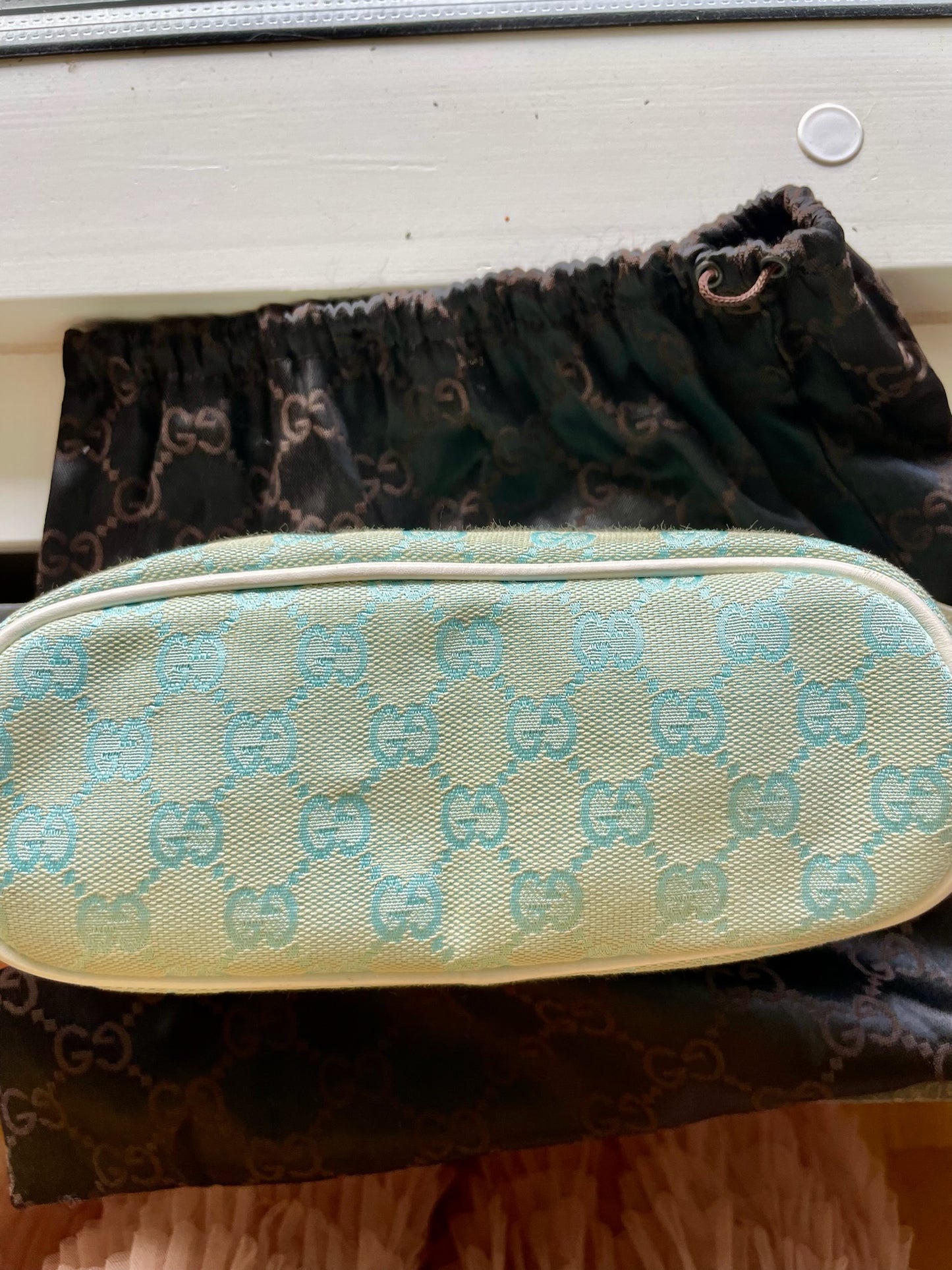 Gucci Jackie Mini Baguette Bag – GG Canvas, Aqua Blue
