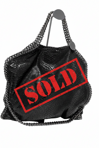 Stella McCartney Falabella Tote – Black Snake-Embossed Vegan Leather