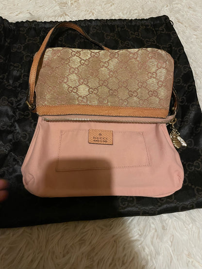 Gucci GG Monogram Shoulder Bag – Pink/Gold