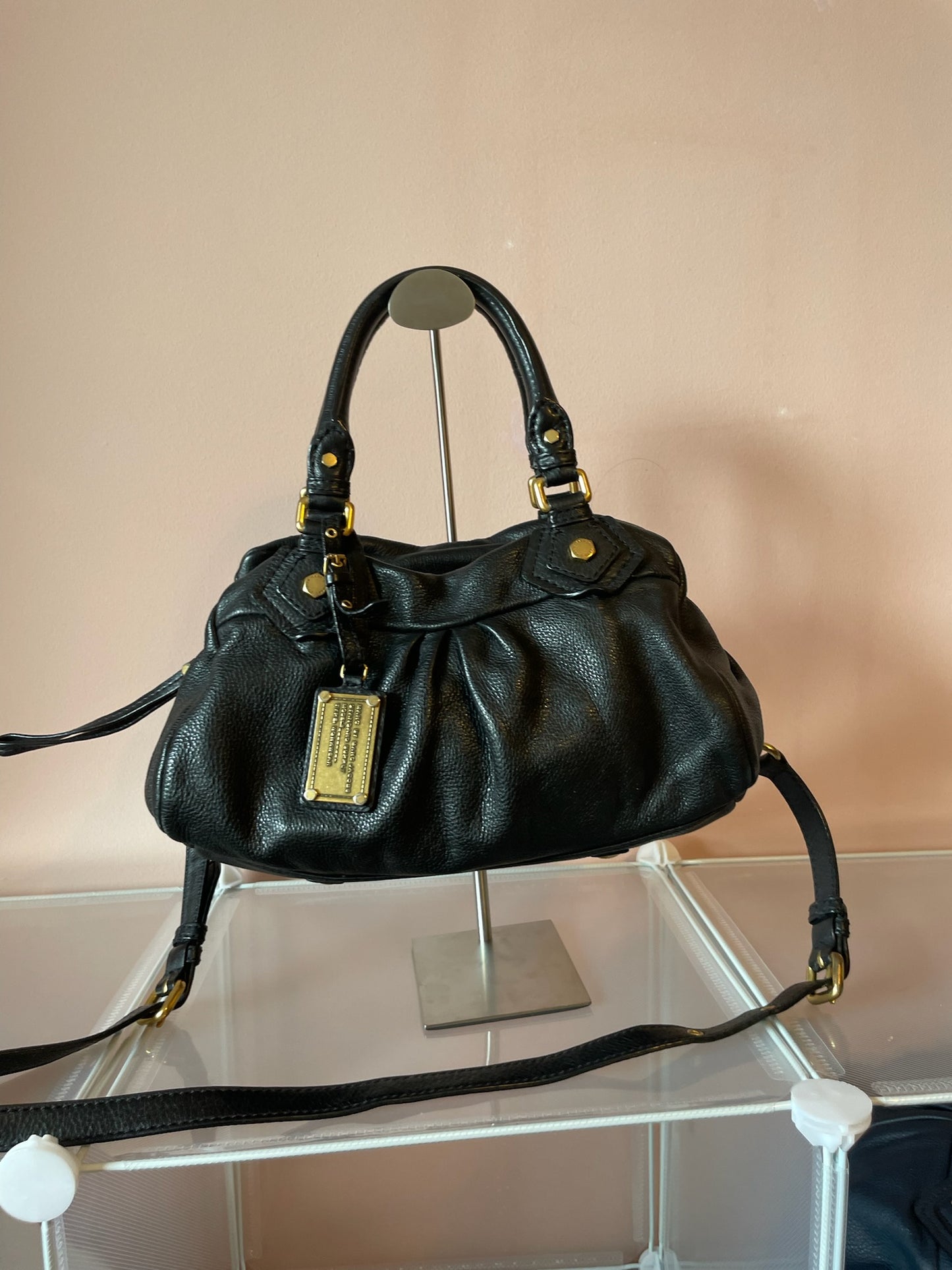 MARC BY MARC JACOBS Classic Q Baby Aidan Satchel – Black Leather