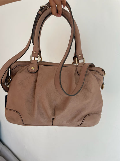 Gucci Sukey Medium Tote Bag – Guccissima Leather, Beige Rose