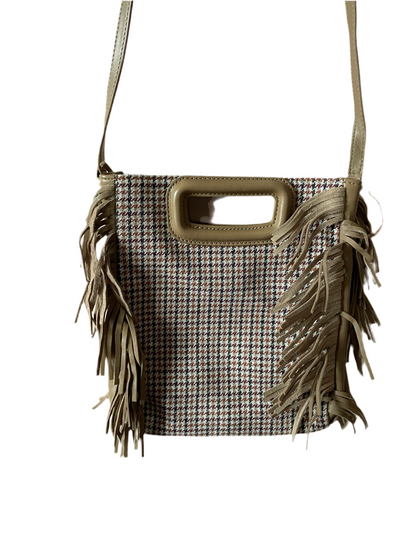 Maje Fringed Houndstooth Crossbody Bag (Small)