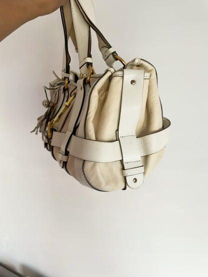 Chloé Silverado Tote Bag – White Leather, Horse Charm