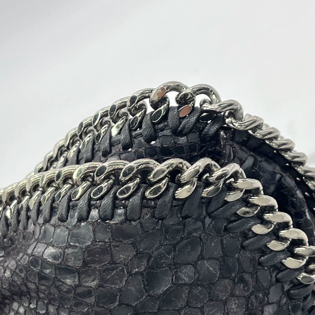 Stella McCartney Falabella Tote – Black Snake-Embossed Vegan Leather