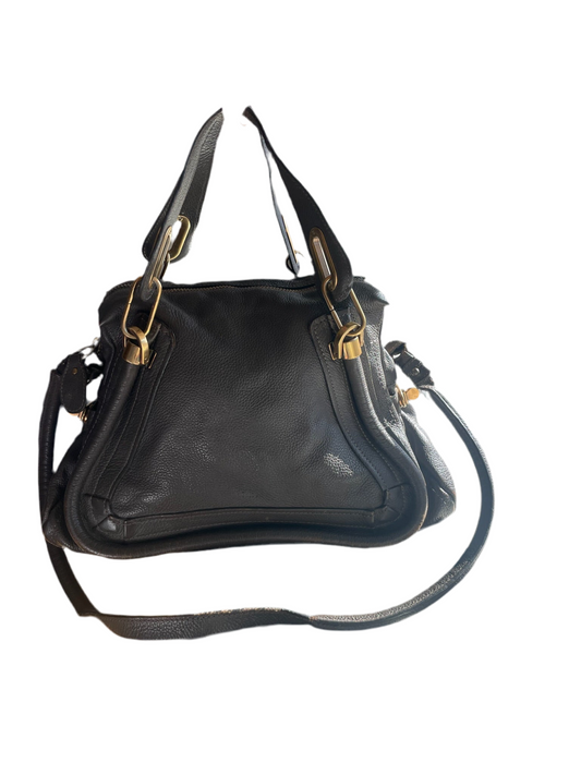 Chloé Paraty Medium Satchel Bag– Black Grained Leather