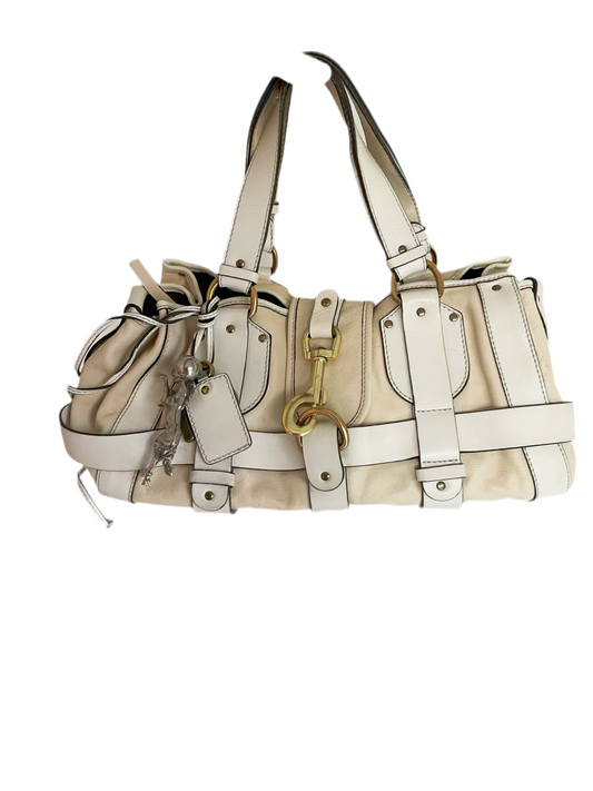 Chloé Silverado Tote Bag – White Leather, Horse Charm