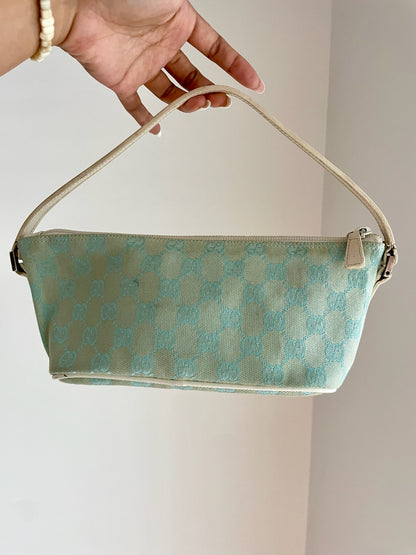 Gucci Jackie Mini Baguette Bag – GG Canvas, Aqua Blue