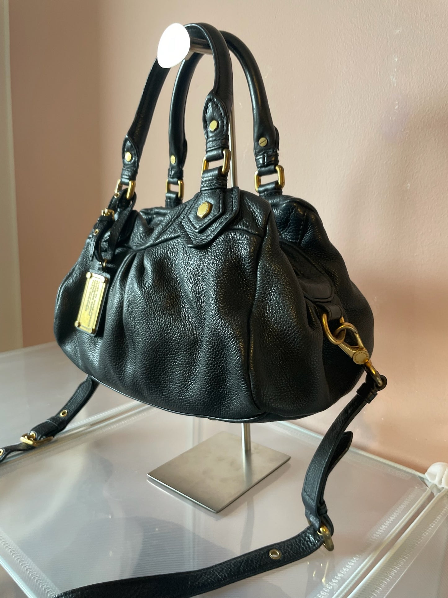 MARC BY MARC JACOBS Classic Q Baby Aidan Satchel – Black Leather