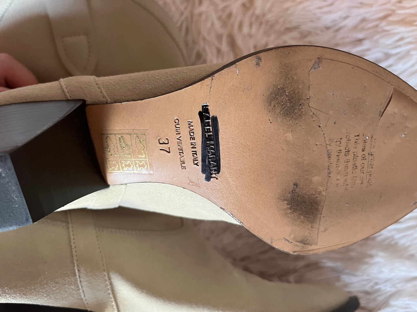 Isabel Marant Denvee Suede Boots – Beige, Size 37