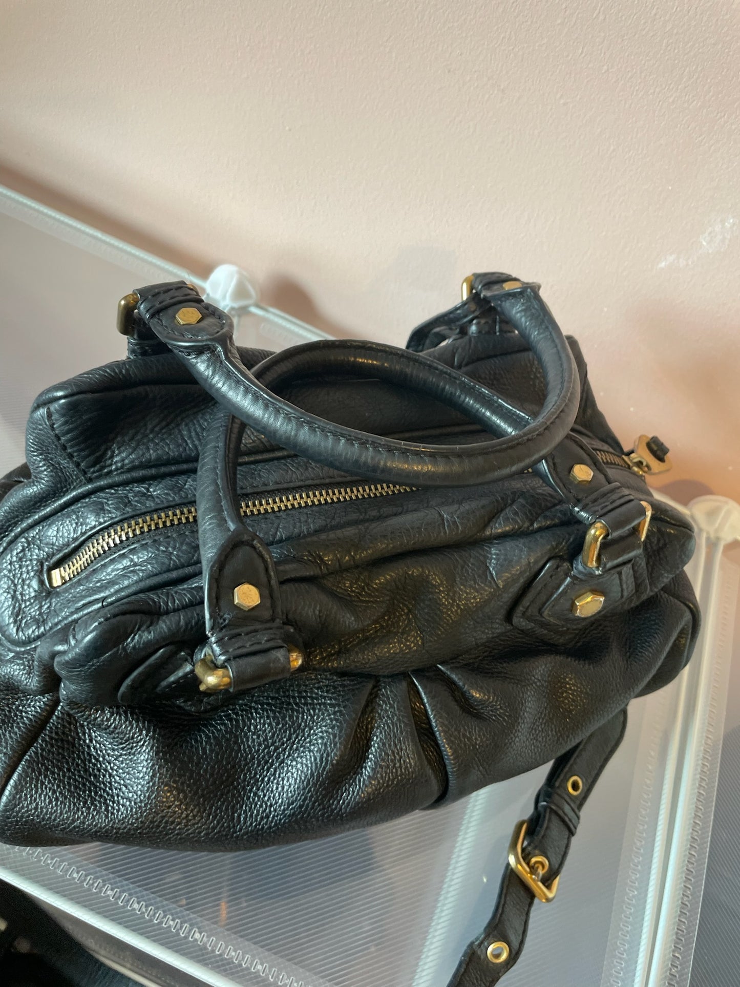 MARC BY MARC JACOBS Classic Q Baby Aidan Satchel – Black Leather