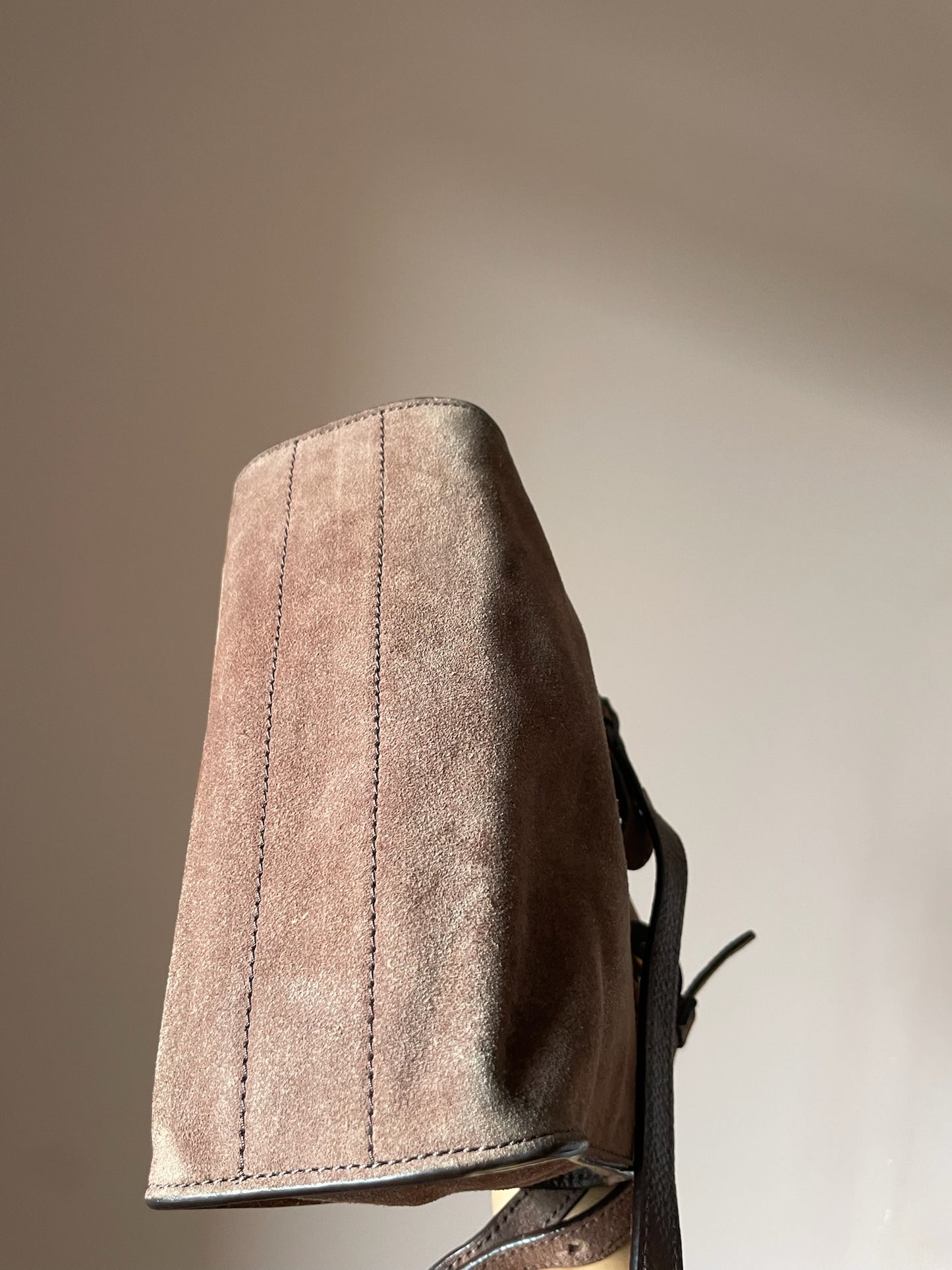 Coccinelle Vintage Top Handle Bag – Suede Leather, Dusty Rose